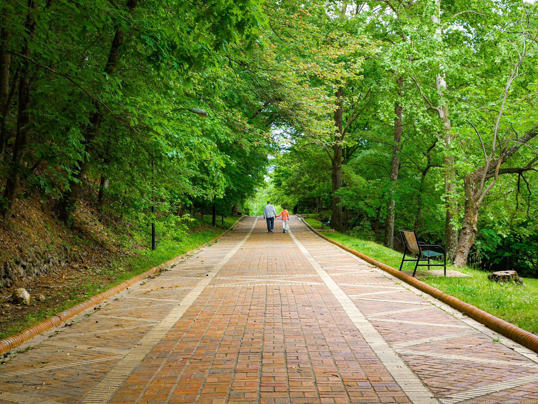 A couple walking along the Promenade, hand in hand.